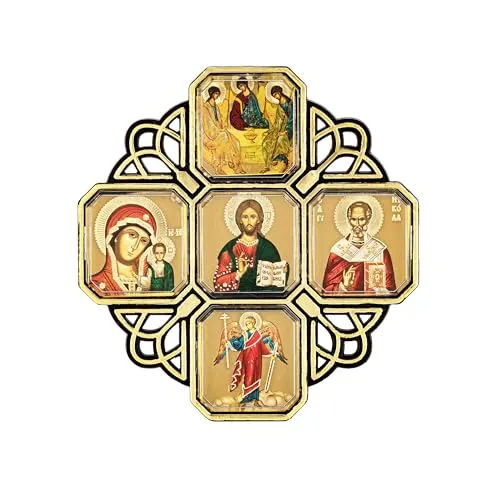 NKlaus - Auto Ikone Kreuz - Gottesmutter von Kazan - Jesus - Hl. Nikolaus - Dreifaltigkeit - Schutzengel - 8 cm - 13909