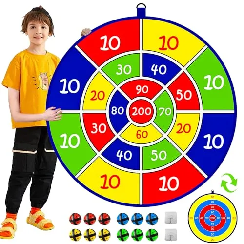 Jesitai 25.5 Inches Spiele Für Kinder Doppelseitige Dartscheibe, Outdoor Wurfspiel,Garten Spielzeug,Geeignet Für 3 4 5 6 7 8 9 10 11 12 jährige Jungen und Mädchen Geschenk(65cm)