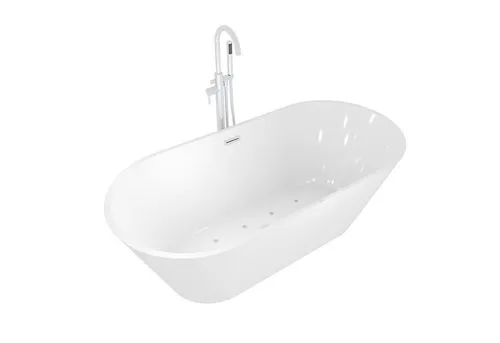 AcquaVapore Whirlpool-Badewanne freistehende Badewanne Wanne F11 170x80cm Luftmassage Armatur AF02, (1-tlg), mit Ablaufgarnitur