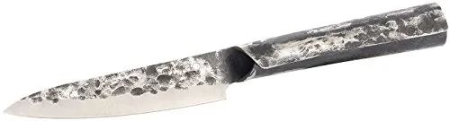 TokioKitchenWare Asiatische Messer: Allzweckmesser mit 14-cm-Klinke und Stahlgriff, handgefertigt (Asien-Messer, Handgefertigte)