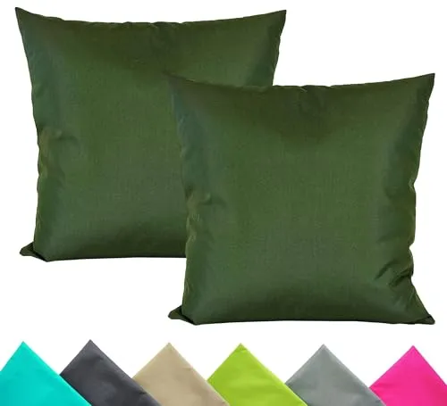 JACK 2er Set 40x40cm Outdoor Kissenhülle Kissenbezug Wasserfest Sitzkissen Lounge Kissen Garten Stuhl Lotus Effekt, Farbe:Oliv