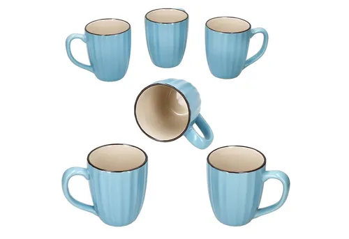 MÄSER Becher Mäser OSITA Hellblau Weiß 6x Kaffeebecher 300ml blau Steinguttassen, Steingut