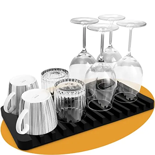 Ablics Abtropfmatte – hochwertige rutschfeste Spülbeckenmatte zum Trocknen deines Geschirrs –Geschirrmatte schwarz mit integriertem Ablauf – Geschirrabtropfmatte[37,5 × 20 cm]