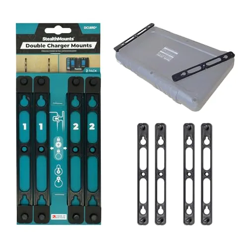 StealthMounts Makita Ladegerät Halterung | 2er Pack Wandhalterung für Makita Ladegerät - Ständer für Makita DC18RD Ladegerät, platzsparendes Design und einfache Montage sorgen für Ordnung in der Werkstatt und maximieren den verfügbaren Platz.