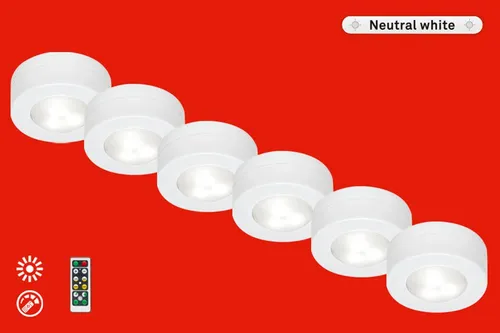 Briloner LED Schranklicht mit Fernbedienung - Dimmbar und kabellos - Praktische LED Funktionslichter im 6er Set, ideal für Schränke und Treppen. Kabellose Bedienung mit Timer und Dimmfunktion für flexible Beleuchtung.