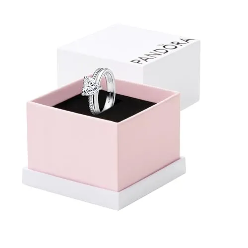PANDORA Timeless Doppelband Herz Ring aus Sterling Silber - Ringe für Damen, stilvoller Doppelband Herz Ring aus Sterling Silber mit funkelndem Zirkonia und bedeutungsvollem Design zur Feier der Liebe.