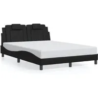 Schwarzes Bettgestell mit Kopfteil 140x200 cm aus Kunstleder - Elegantes Bettgestell mit Kopfteil für erholsamen Schlaf. Langlebiges, schmutzabweisendes Kunstleder und ausgezeichnete Rückenunterstützung durch weiches Kopfteil-Kissen. Perfekt für jedes Schlafzimmer.