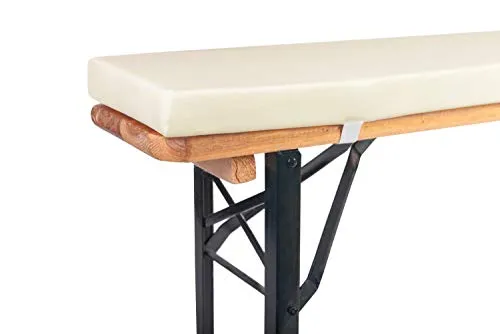TexDeko® Bierbankauflage gepolstert 220x25x4cm XL für Bierzeltgarnitur Bankauflage waschbar mit Reißverschluss zum selber aufziehen (Creme)