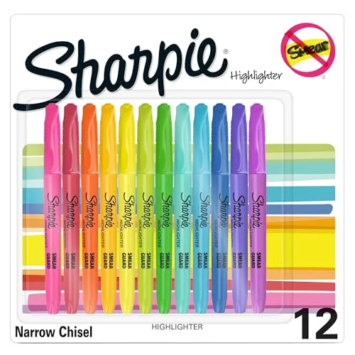 Sharpie Pocket Textmarker | Keilspitze | verschiedene fluoreszierende Tintenfarben | 12 Textmarker