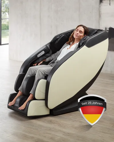 Massagesessel Welcon Prestige II mit Fußmassage | schwarz-weiß - Sofas & Sessel mit verlängerbarer Beinauflage und 6 Automatikprogrammen für ultimative Entspannung. Inklusive Bluetooth und integrierten Lautsprechern.