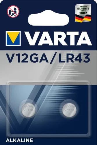 Varta V12GA, Einwegbatterie, LR43, Alkali, 1,5 V, 2 Stück(e), Metallisch