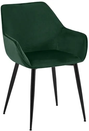 CLP Esszimmerstuhl Luena grün/Samt - Stühle – Hochwertiger Esszimmerstuhl Luena mit bequemer Polsterung und pflegeleichtem Samtbezug, ideal für bis zu 150 kg belastbar und perfekt für Küche, Esszimmer und Wohnzimmer.