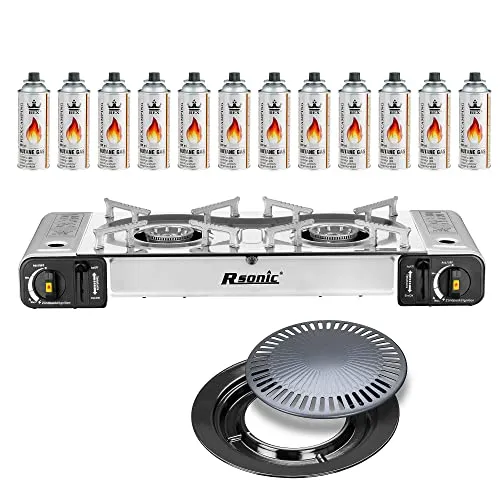 Mianova Doppel Gaskocher 2-flammig mit Kühltasche