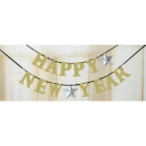 Amscan Partykette Happy New Year Silber und Gold 360 x 12 (6 Stück) (210385)