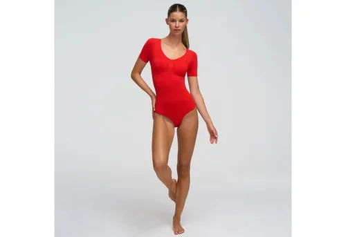 Creamy Fabrics Miederbody T-Shirt Bodysuit Sculpting Shapewear mit Slip-Fire Red-4XL (1-tlg) Figurformend