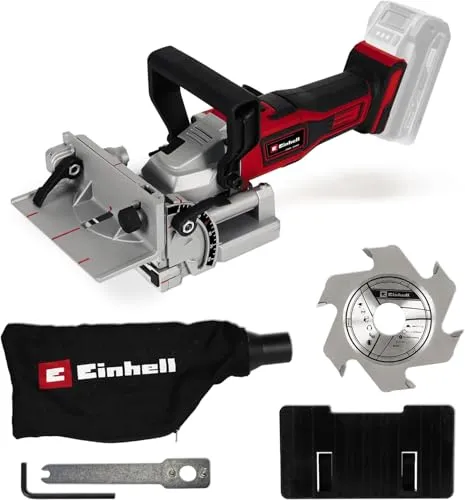 Einhell TE-BJ 18 Li - Akku Flachdübelfräse 18 V 100 mm, leistungsstarker Brushless-Motor für präzise Holzverbindungen ohne Kabelsalat