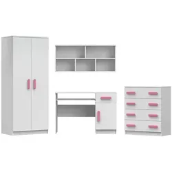 Deine Möbel 24 Kinderzimmer-Set Inge III, Weiß/Rosa - Moderne Kinderzimmermöbel für kreative Räume: Das INGE III Set überzeugt mit flexibler Kombinierbarkeit und hochwertigen Materialien. Ideal für stilvolle und funktionale Gestaltung.
