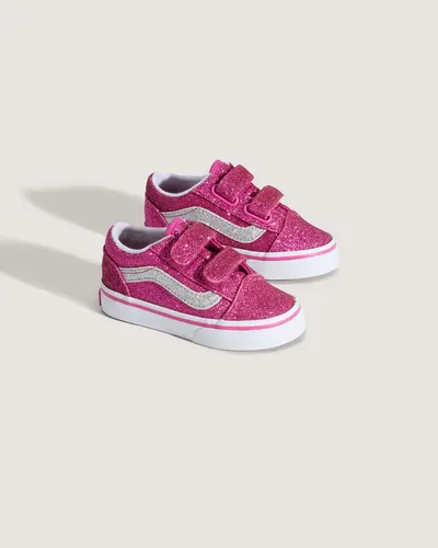 Vans OLD SKOOL V Sneaker für Kinder – Rosa 22,5 EU - Sportliche Vans Sneaker in RASPBERRY ROSE mit praktischem Klettverschluss, ideal für Skateboarding und den täglichen Einsatz – bequem und stylisch.