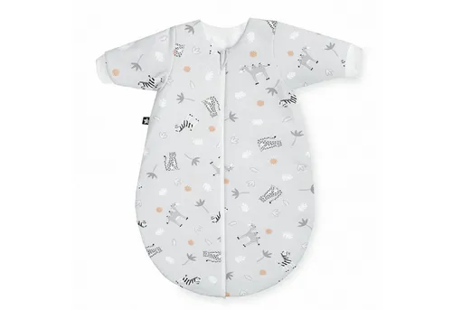 Julius Zöllner Winterschlafsack Jersey, 2,5 TOG, Savanne grau, Gr. 68/74 - Baby Schlafsack mit warmer Füllung, ideal für den Winter. Waschbar bei 60°C, OEKO-TEX Standard 100, Made in Germany – für höchsten Komfort und Sicherheit.