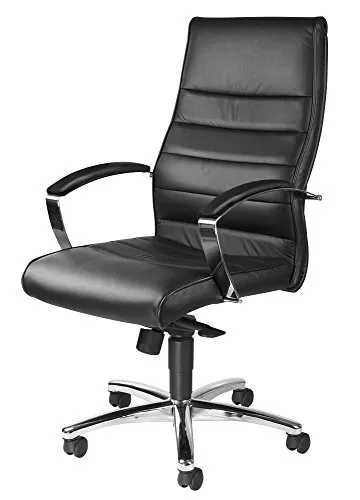 Topstar Chefsessel TD Luxe 10 - Eleganter Bürostuhl aus Echt Leder - Bürostuhl mit Muldensitz und Lordosenstütze für gesünderes Sitzen, belastbar bis 110 kg, ideal für lange Arbeitstage.