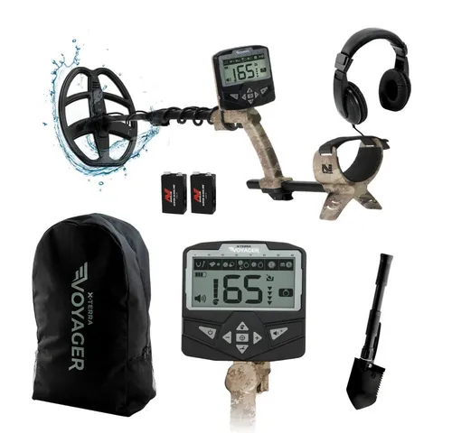 Minelab Metalldetektor X-Terra Voyager Tactical - Ortungsgeräte mit wasserdichter Spule bis zu 1 m, ideal für Schatzsucher und Abenteurer. Intuitive Bedienung und präziser Pinpoint-Modus für müheloses Finden von Relikten, Münzen und mehr.