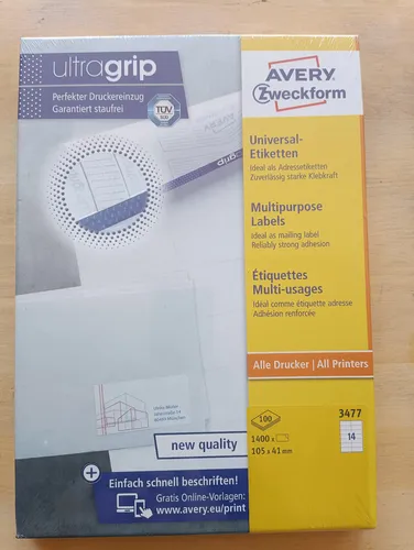 AVERY Zweckform Adressaufkleber 105x41mm - 1.400 Etiketten - Adress-Etiketten (A4-Drucker) aus nachhaltigem Papier, chlorfrei gebleicht und TÜV-zertifiziert. Ideal für den umweltbewussten Einsatz!