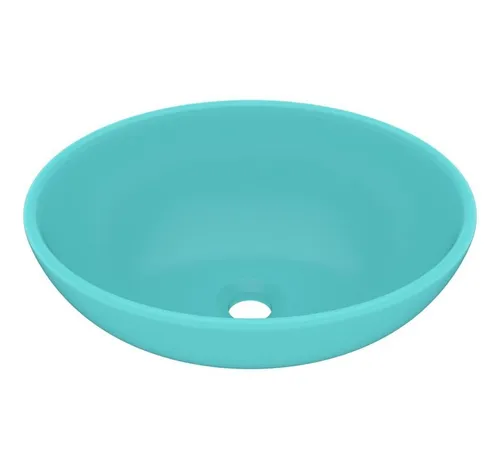 vidaXL Ovales Waschbecken in Matt Hellgrün 40x33cm in grün von vidaXL