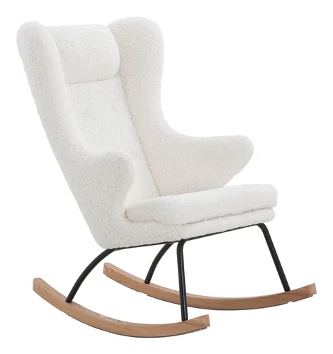 SalesFever Schaukelstuhl aus Teddyfell | Weiß - Sessel in elegantem Weiß mit kuscheligem Teddyfell, ideal für gemütliche Stunden und Entspannung in Ihrem Zuhause.