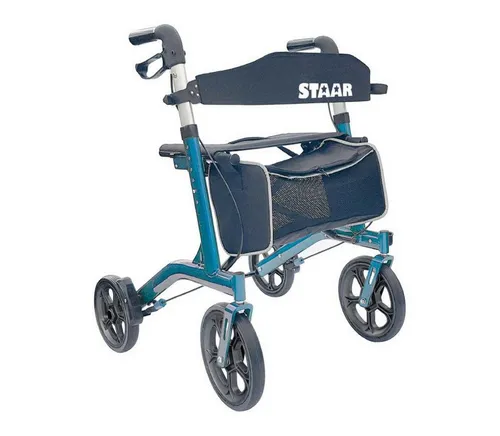 FabaCare Rollator Leichtgewichtrollator Staar - Faltbarer Gehwagen für Senioren, Pacific-Blau - Rollator mit extra großer Softbereifung für eine bequeme Fahrt über unebene Wege. Faltbar und ideal für den Transport im Auto. Vollausstattung für höchsten Komfort.