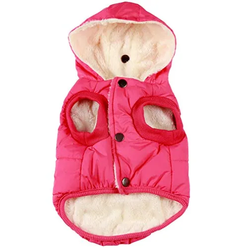 JoyDaog Warmes Fleece Hund Hoodie im Winter, kleine Hundejacke Hundemäntel mit Kapuze (Rosa M)