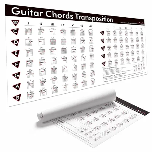 Gitarrenakkorde-Poster, Diagramm mit Gitarrenakkorden, Skalen, Triads, Kreis der Fünftel, Gitarrentheorie, Poster-Set (2 Stück) für Gitarrenanfänger, Erwachsene oder Kinder, um akustische E-Gitarre zu
