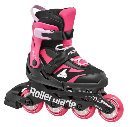 ROLLERBLADE MICROBLADE Inline Skate 2025 black/pink - Größenverstellbar 36,5-40,5 - Kids Skates: Hochwertiger, größenverstellbarer Inline Skate von Rollerblade für Kinder, ideal zum Skaten lernen – mit einfachem Push-Button System und optimalem Komfort.