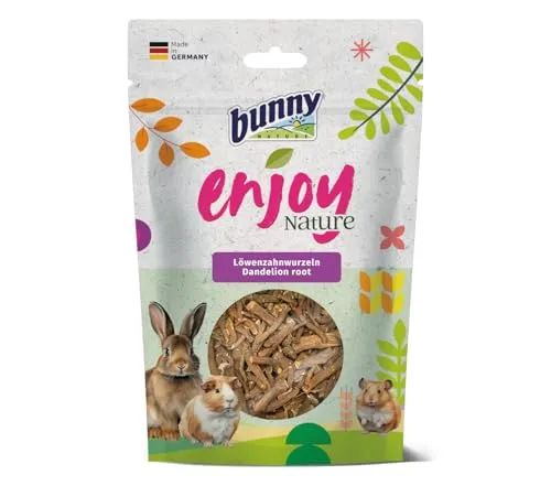 Bunny EnjoyNature Löwenzahnwurzeln | 100 g | Einzelfuttermittel für Zwergkaninchen und Nagetiere | Reich an Vitamin B, C und E | 100% Natur| Ohne Zusatzstoffe und Geschmacksverstärker