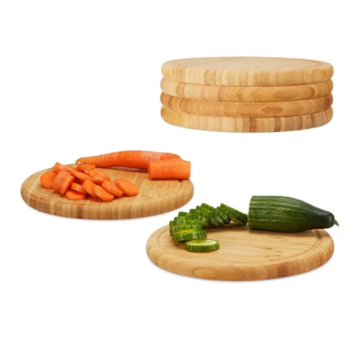 Frühstücksbrettchen Set aus Bambus - Rundes Küchenbrett - Schneidebretter aus hochwertigem Bambus, ideal für Frühstück und Servieren. Mit einem Durchmesser von 30 cm und einer eleganten hellbraunen Farbe.