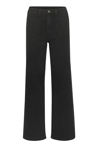 KAFFE Jeans KAkarla 38, Black Deep - Hochwertige Damenjeans aus 100% Baumwolle, mit geradem Bein und klassischem Schnitt. Ideal für einen lässigen Look mit praktischen Fronttaschen.
