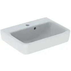 Geberit Renova Plan Handwaschbecken 501628001 - 50x38cm, weiß - Waschbecken mit mittigem Hahnloch und asymmetrischem Überlauf, ideal für moderne Badezimmer und platzsparend.