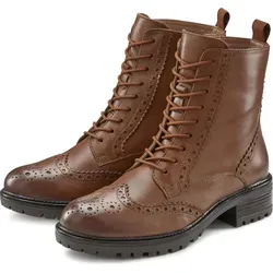 Schnürboots LASCANA Damen Gr. 40, braun - Modische Schnürstiefeletten aus 100% Schafsleder, ideal für stilvolle Wanderungen. Komfortables Futter aus Textil und Lederimitat, robuste Synthetiksohlen für besten Halt.