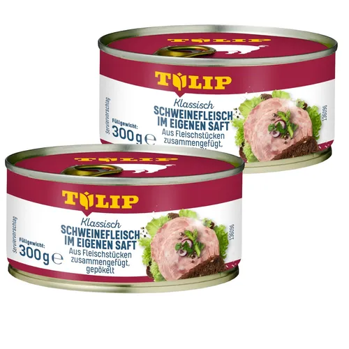 TULIP 2x 300 g Schweinefleisch im eigenen Saft Fleisch Schwein Frühstücksfleisch