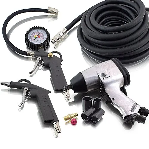 BITUXX Druckluft Schlagschrauber Set 8tlg - Schlagschrauber Set für schnellen Radwechsel, inklusive 4 Schlagnüssen und Ausblaspistole – ideal für Werkstatt und Heimwerker.