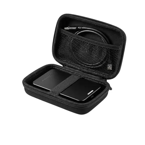 Provance Premium Hardcase für Externe Festplatte SSD HDD, Robuste Schutztasche Stoßfest Eva Organizer mit Netzfach & Gummiband, Ideale Transporttasche für Festplatten