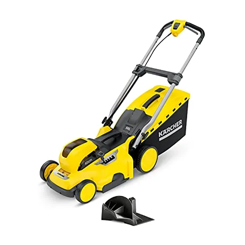 Kärcher 36 V Akku-Rasenmäher LMO 36-40 - effizient Mähen mit 40 cm Schnittbreite - Sichelmäher für Rasenflächen bis 550 m², 5-fach verstellbare Schnitthöhe und 2-in-1 Mähsystem für effektives Mulchen oder Auffangen.