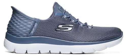 Skechers Summits Diamond Dream Slip-On Blau SLT EU 39 - Sneaker mit stylischem Design und mühelosem Komfort – ideal für jeden Tag! Der Slip-On Schuh ist aus leichtem Synthetik gefertigt und bietet eine bequeme Passform ohne Schließung.