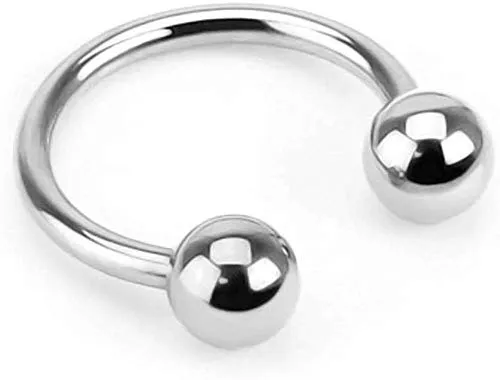 viva-adorno® Hufeisen Piercing Edelstahl Lippenpiercing Augenbrauenpiercing Z416h, Silber, 1,6 x 12 x 5mm