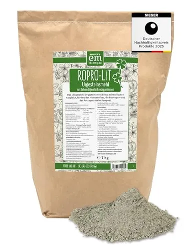 EM-Chiemgau Diabas Urgesteinsmehl fein [mit effektive Mikroorganismen] natürlicher Bodenaktivator, Wurzelaktivator, Kompostbeschleuniger & Staubbad oder Einstreu für Hühner, Zertifiziert (7 kg)