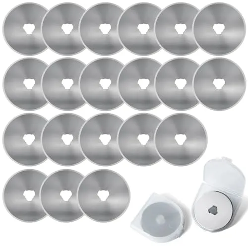 Stück Rollschneider Ersatzklingen 45mm Edelstahl Rollmesser Rundklingen mit Aufbewahrungskoffer Rollschneider Klingen für Quilten Papier Stoff Scrapbooking Nähen Stoffschneider 20