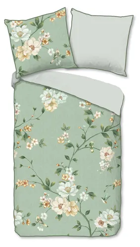 Descanso Bettwäsche mit Blumen - 135 x 200 cm aus 100% Bio Baumwolle/Satin - Luxuriöse Wendebettwäsche aus 100% Bio Baumwollsatin, atmungsaktiv und hautfreundlich. Verleiht Ihrem Schlafzimmer einen eleganten Look und sorgt für optimalen Schlafkomfort.