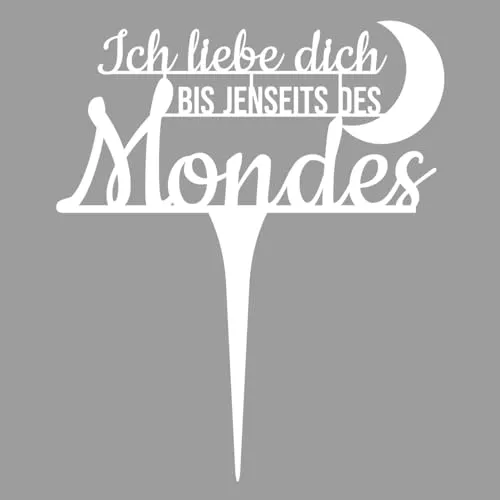 Illumino Grabdekoration Grabstecker Wetterfeste Grabschmuck aus Stahl mit Trauerspruch I Ich Liebe Dich bis jenseits des Mondes I Eine liebevolle Erinnerung