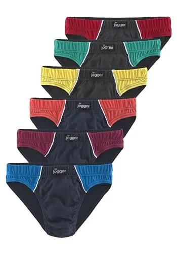 LE JOGGER Herren Slip 6er Pack - Herren-Slips im 6er Pack mit kontrastfarbenen Einsätzen aus reiner Baumwolle für optimalen Tragekomfort und Atmungsaktivität.