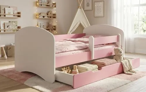 Happy Babies Kinderbett 80x160 mit Matratze und Rausfallschutz
