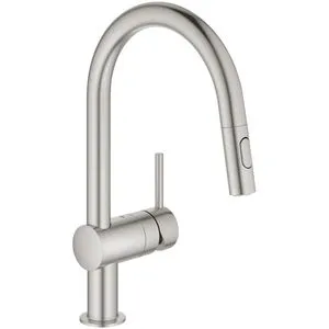 Grohe Minta Küchenarmatur 32321DC2 - herausziehbare Dual-Spülbrause, schwenkbarer C-Auslauf und flexibles Schnell-Montage-System